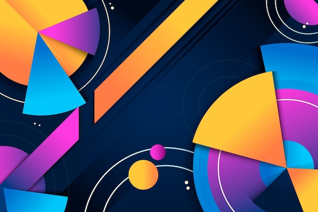 Abstract gradient geometric wallpaper with different shapes