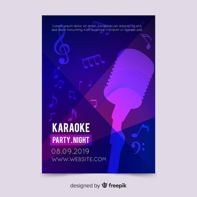 Free vector abstract gradient karaoke poster template