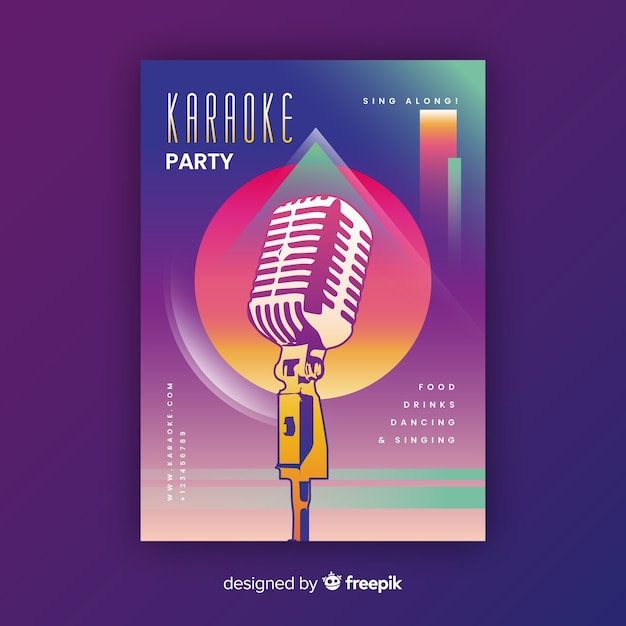 Free vector abstract gradient karaoke poster template