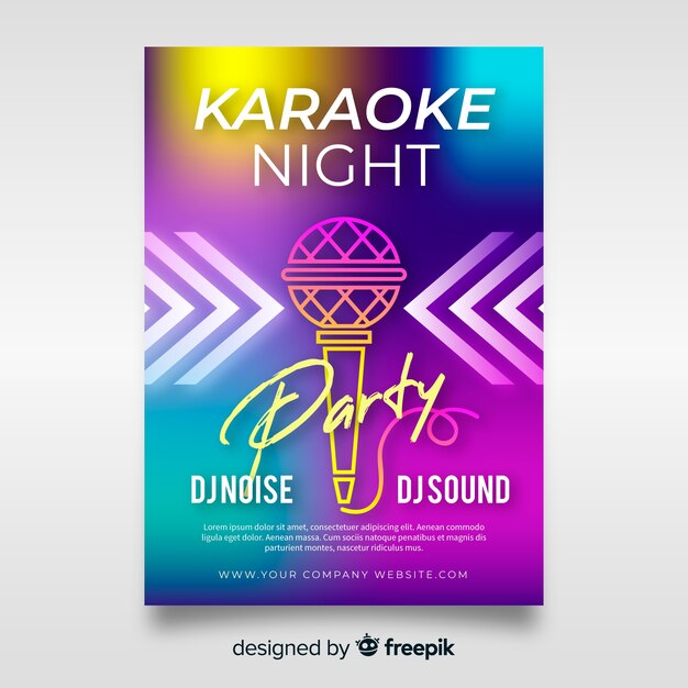 Abstract gradient karaoke poster template