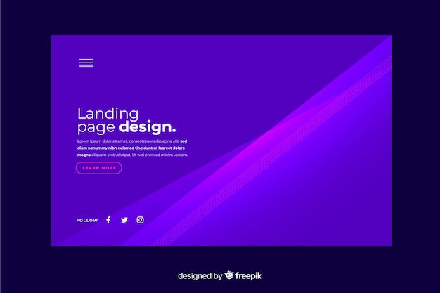 Free vector abstract gradient landing page template