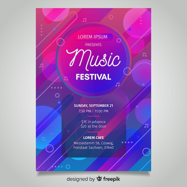 Abstract gradient music festival poster