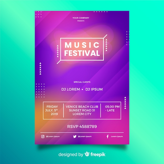 Abstract gradient music poster template