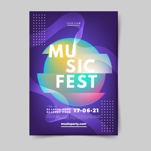 Free vector abstract gradient music poster template