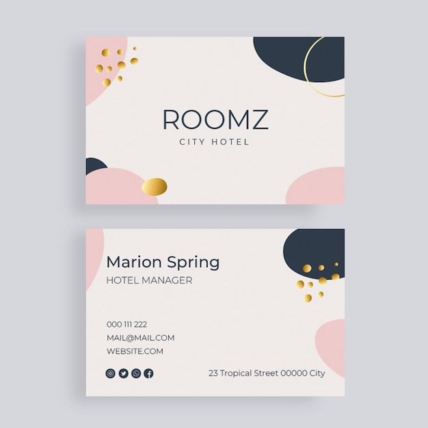Abstract gradient roomz hotel business card template