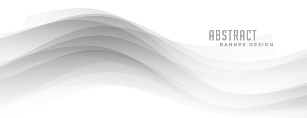 Abstract gray wavy shape on white banner