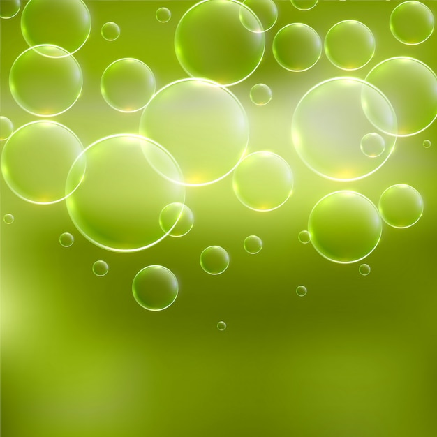 泡と抽象的な緑の背景