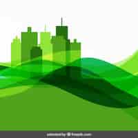 Free vector abstract green background with cityscape