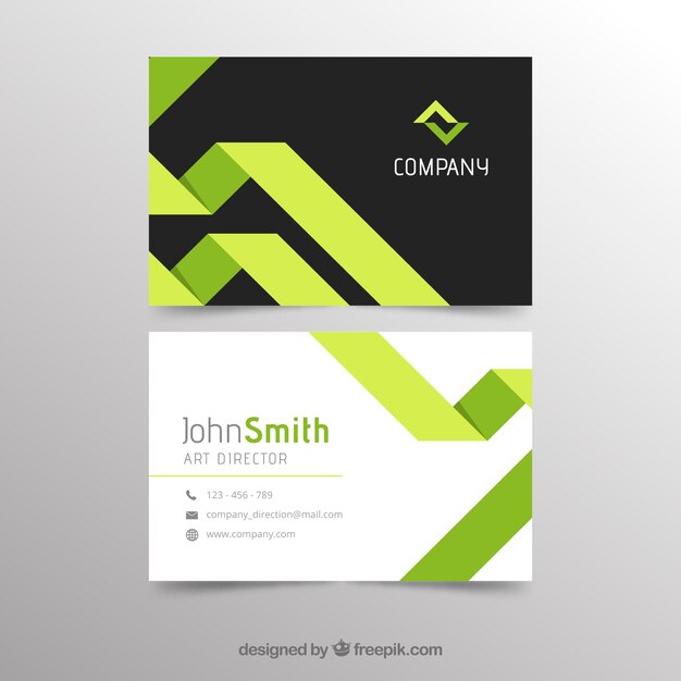 Abstract green and black business card template