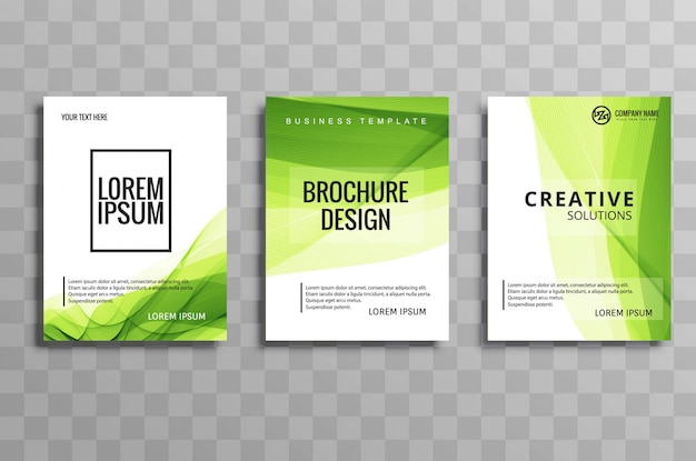 Abstract green business brochure wave template set