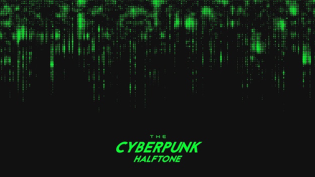 Abstract green cyberpunk halftone sound wave