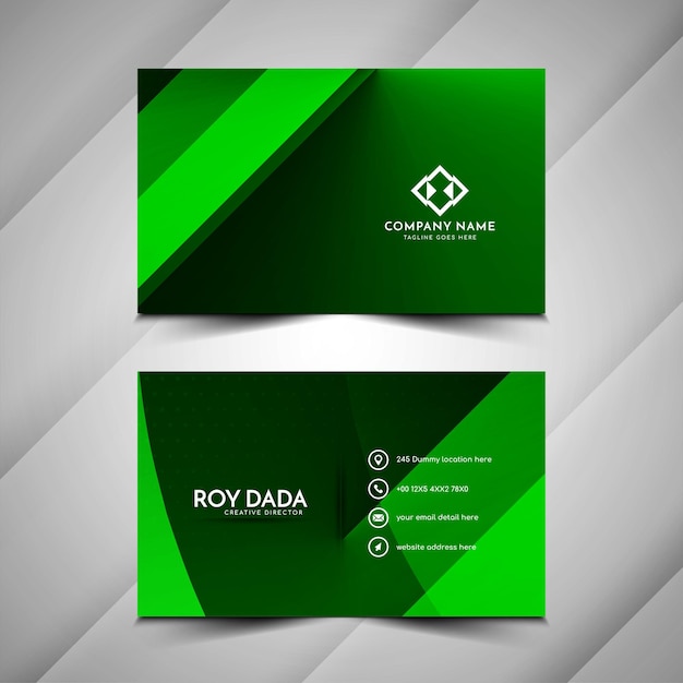 Abstract green geometric design visiting card template