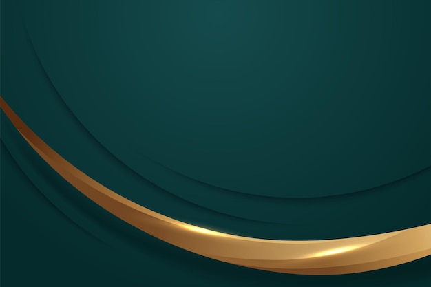 Abstract green and gold ribbons background