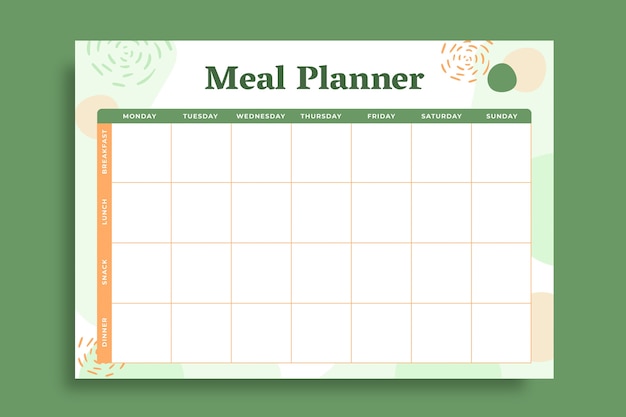 Abstract green healthy meal planner