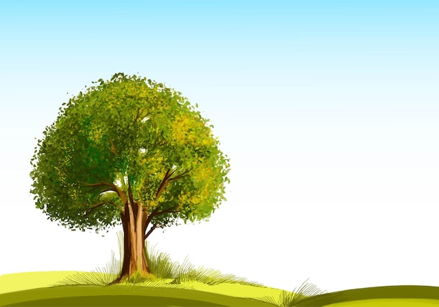 Free vector abstract green landscape tree background