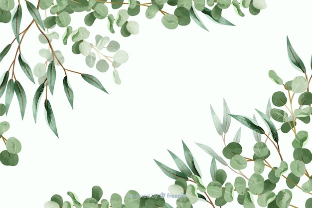 Free vector abstract green leaves frame with copy space