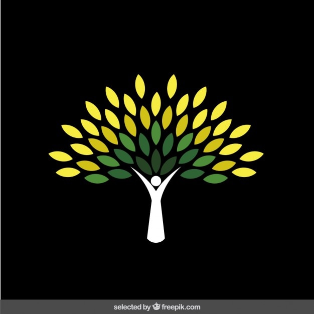 Vettore gratuito albero verde astratto logo