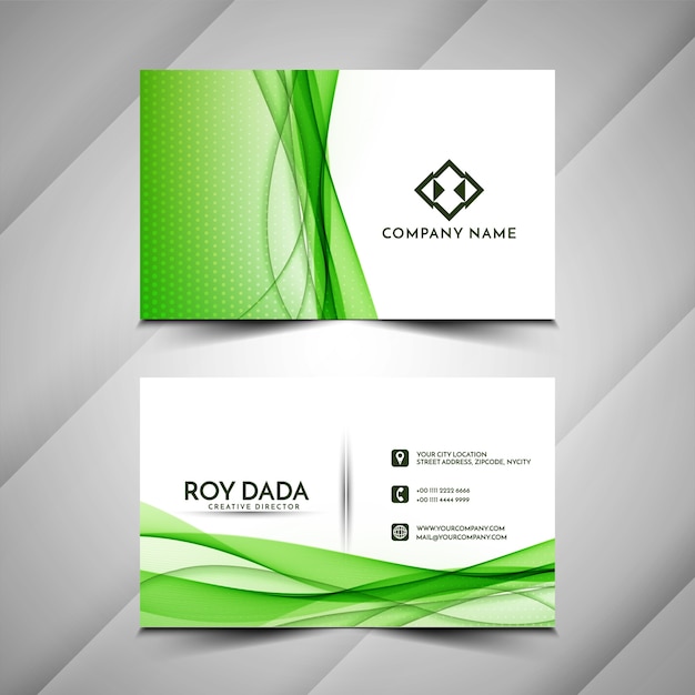 Free vector abstract green wavy business card design