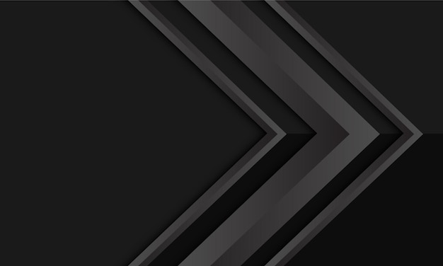 抽象的な灰色のメタリック矢印方向黒空白スペースデザイン現代の未来的な背景ベクトル