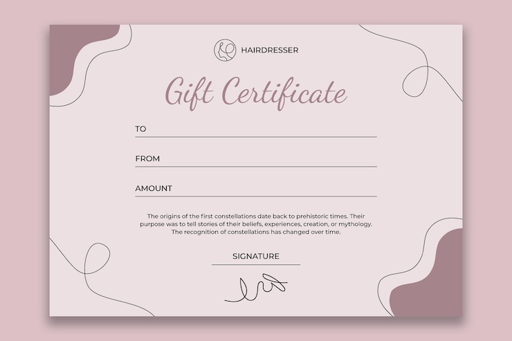 Free Vector abstract hairdresser gift certificate