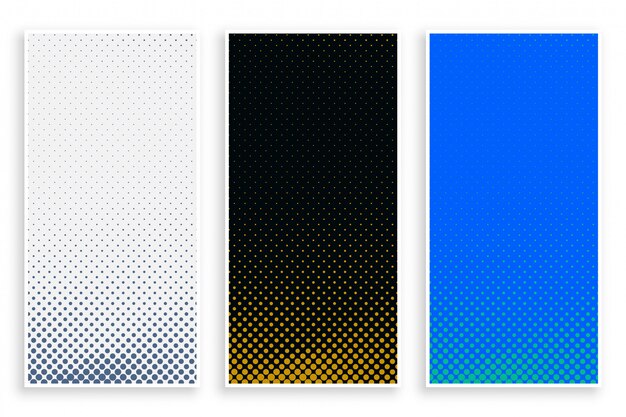 Abstract halftone banners in three colors