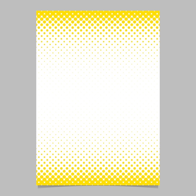 Abstract halftone circle pattern page, brochure template - vector flyer background design with yellow dots