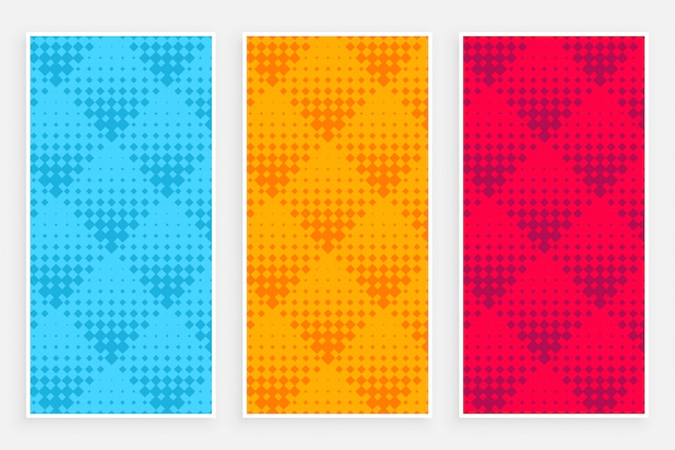 Free Vector abstract halftone pattern banners in different colors