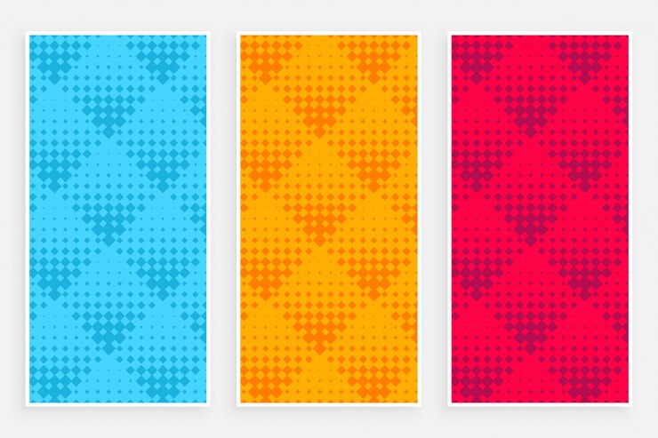 Free Vector abstract halftone pattern banners in different colors
