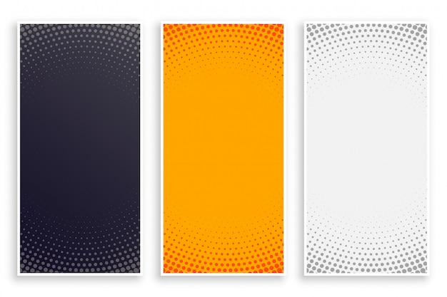 Abstract halftone style empty vertical banners set