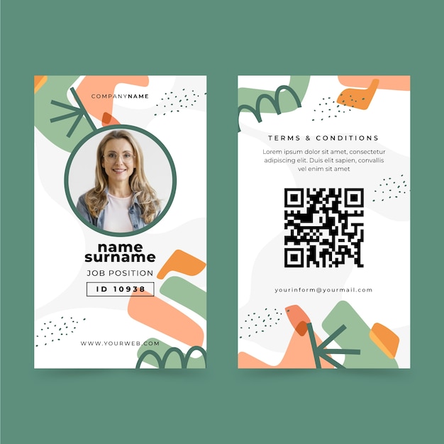 Free vector abstract hand drawn geometric id cards template