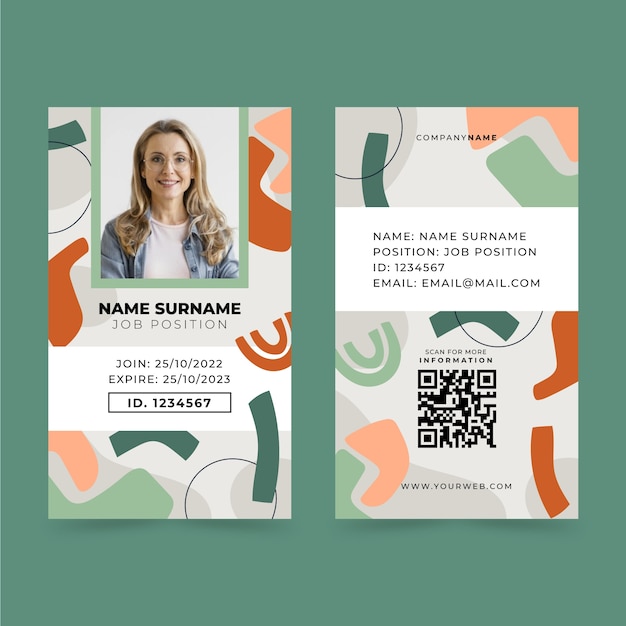 Free vector abstract hand drawn geometric id cards