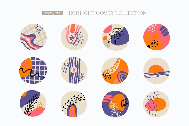 Free vector abstract hand drawn instagram highlights