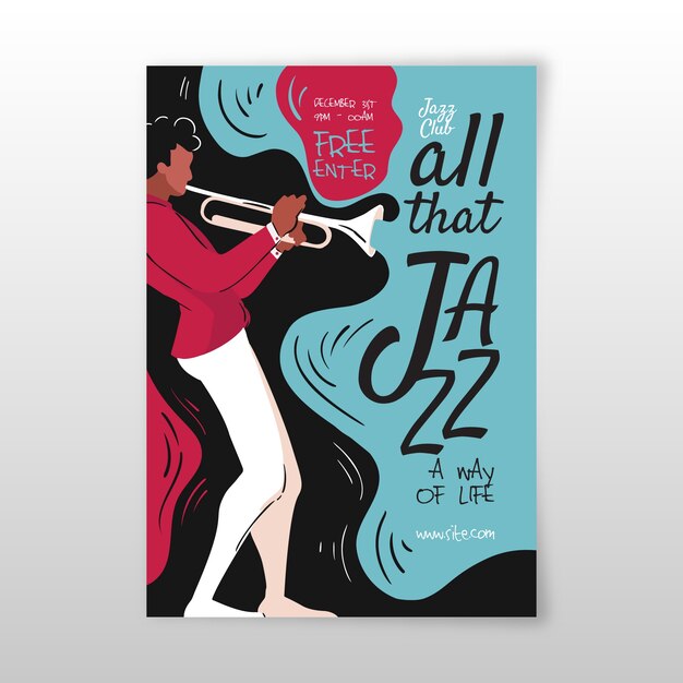 Abstract hand drawn jazz music poster template