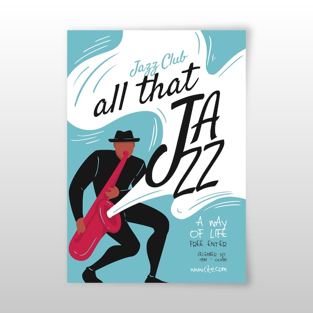 Abstract hand drawn jazz music poster template