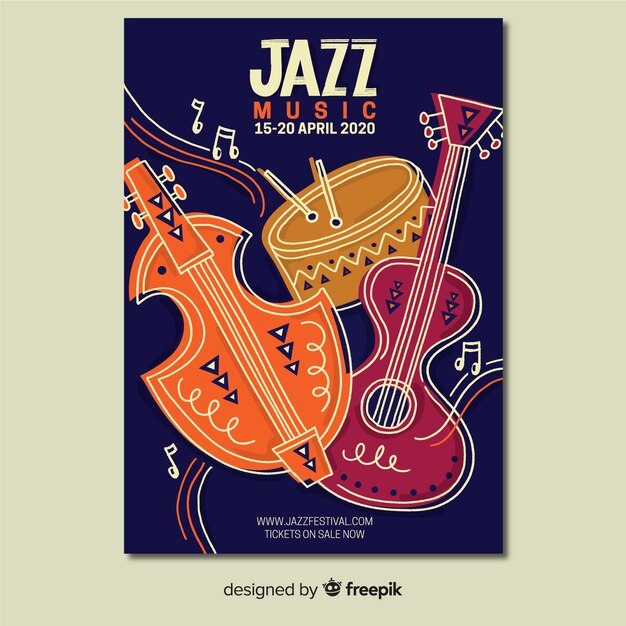 Abstract hand drawn jazz poster template