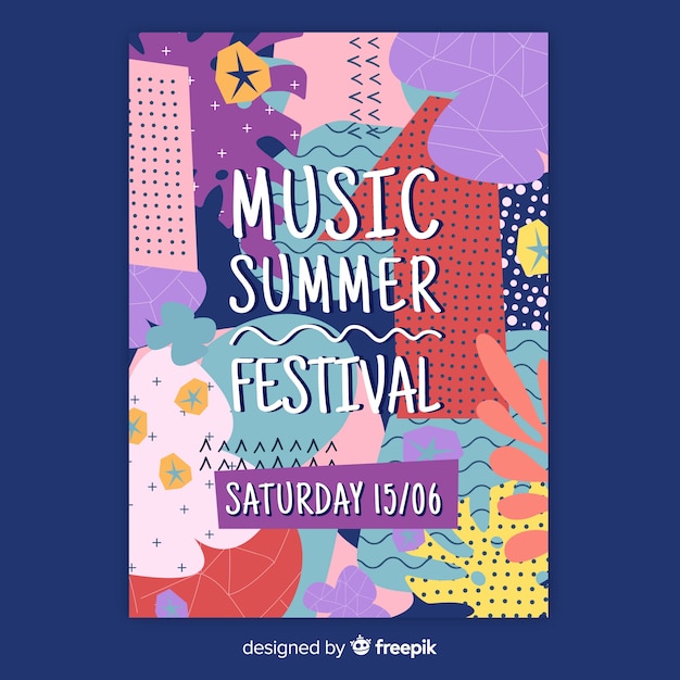 Free vector abstract hand drawn music festival poster template