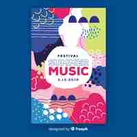 Free vector abstract hand-drawn music festival poster