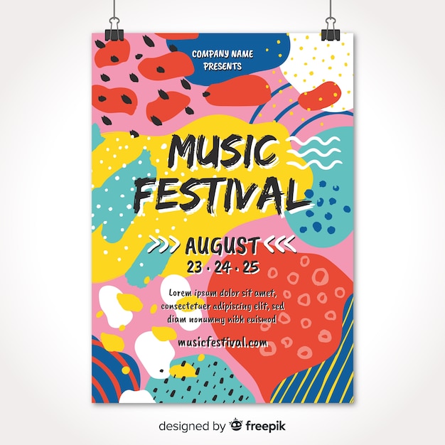 Free vector abstract hand drawn music festival poster