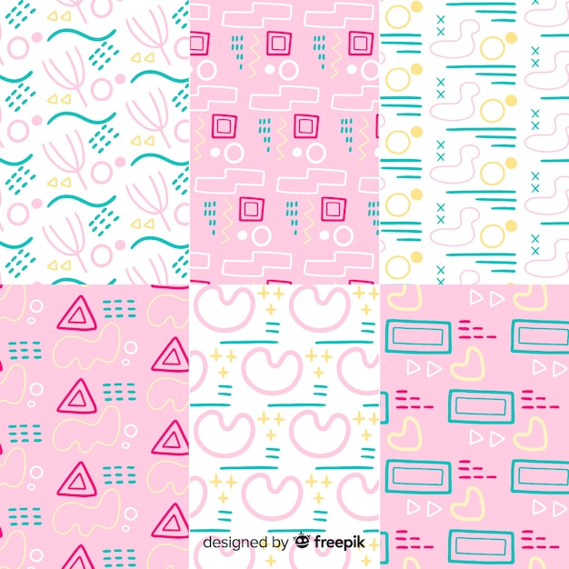 Free vector abstract hand drawn pattern collection