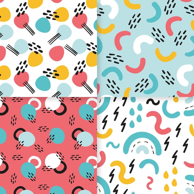 Free vector abstract hand drawn pattern collection