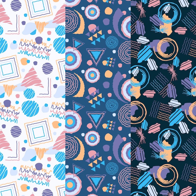 Abstract hand drawn pattern collection