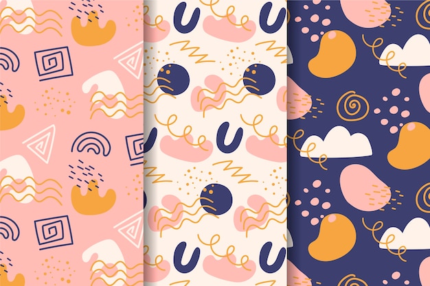 Abstract hand drawn pattern collection