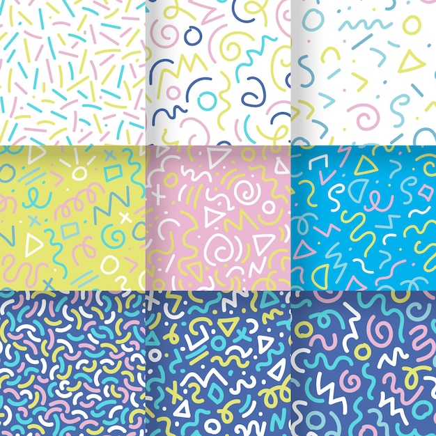 Abstract hand drawn pattern collection