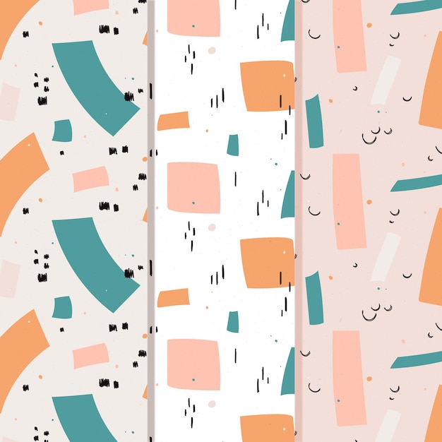 Free vector abstract hand drawn pattern collection