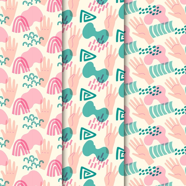 Free vector abstract hand drawn pattern collection