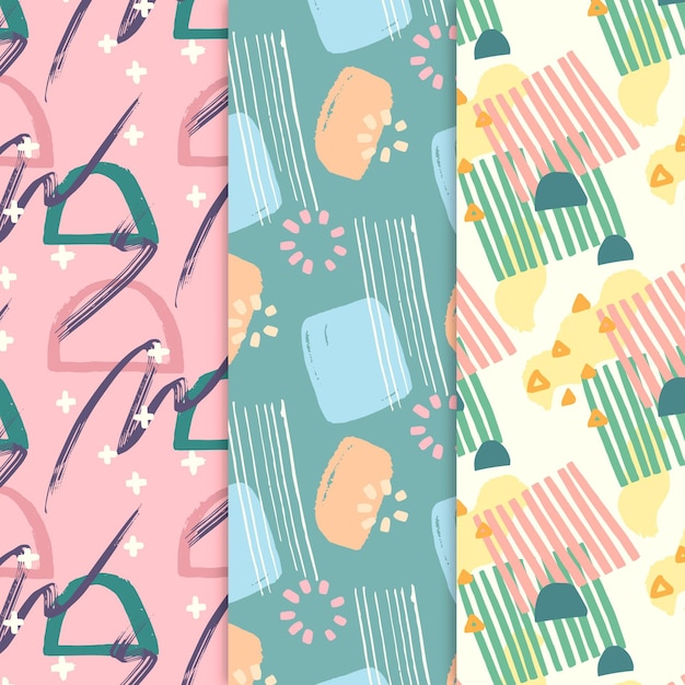 Free vector abstract hand drawn pattern collection