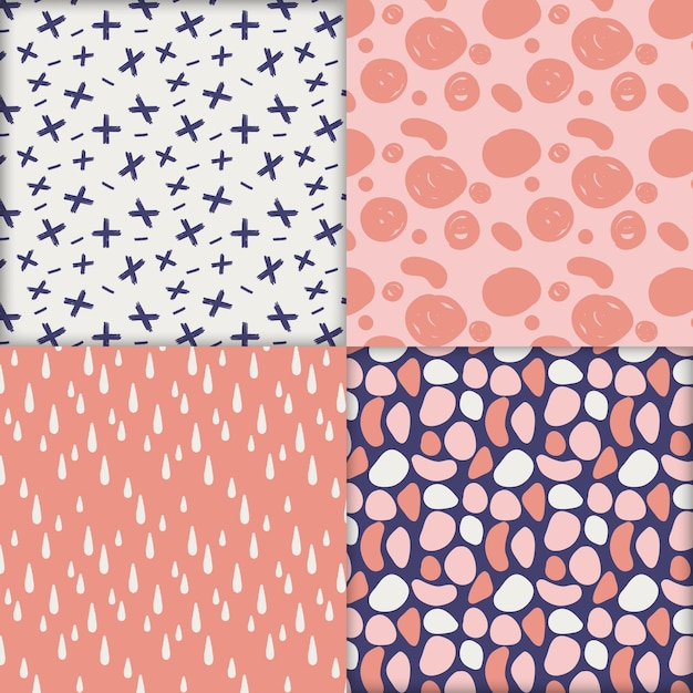 Free vector abstract hand drawn pattern collection