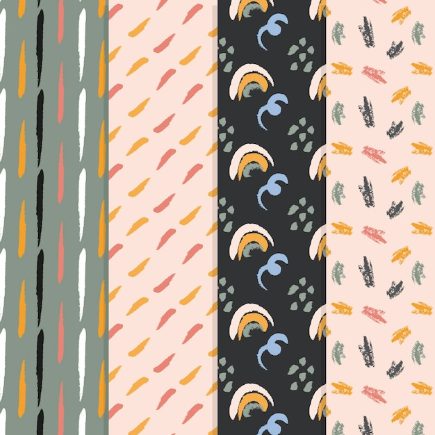 Free vector abstract hand drawn pattern collection