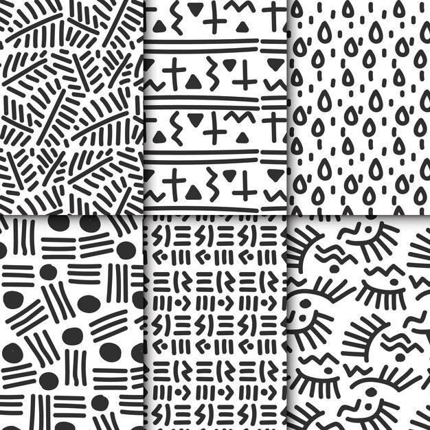 Abstract hand drawn pattern collection