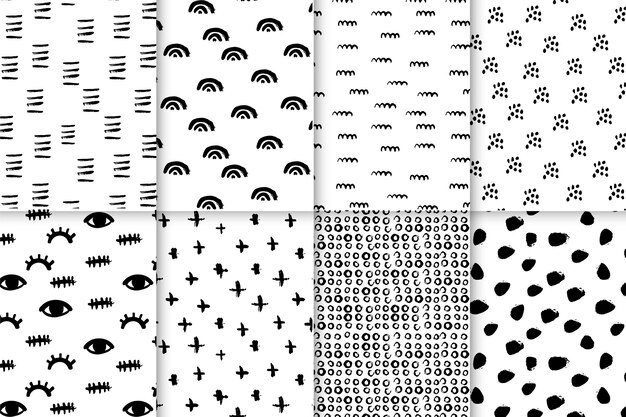 Abstract hand drawn pattern collection